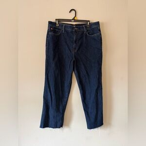 Hudson Jeans Dark Blue Denim Mid Rise Straight Crop